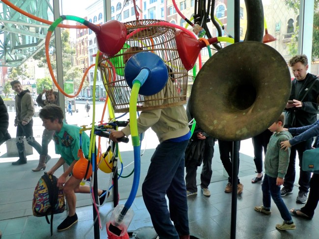 Dale Gorfinkel demonstrates his Lotek Exercise Machine for Fat Aussies