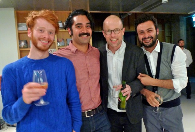 Jimmy, Leuli, Curator Lars Bang Larsen and Artspace NZ Director Adnan Yildiz
