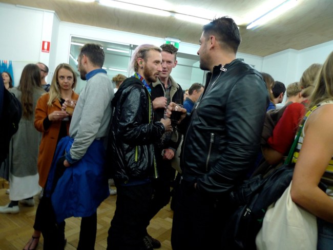 Dan, Nikos and crowd