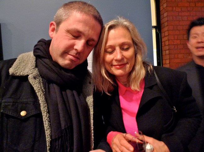 Daniel Mudie Cunningham and Julie Rrap are sleeping together (for art). Featuring Terry Wu photobomb