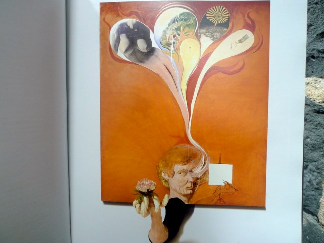 Brett jumps right out of this canvas, flower in hand