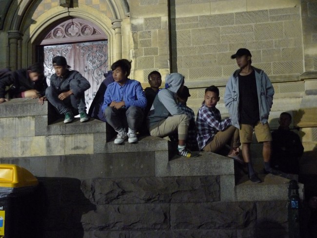 Hangin' on the church steps