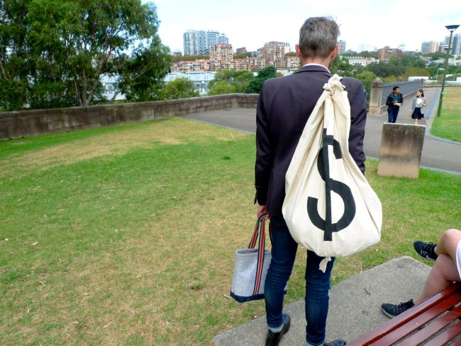 Mark Feary and a sack of cash