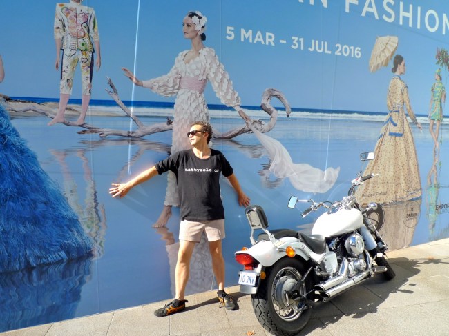 Morgan, against a backdrop of Fashion advertising