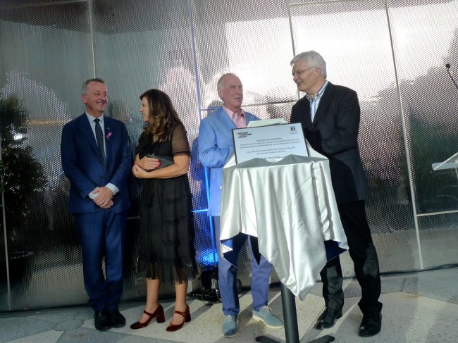 Arts Minister Martin Foley, Janet and Michael Buxton and Glyn Davis